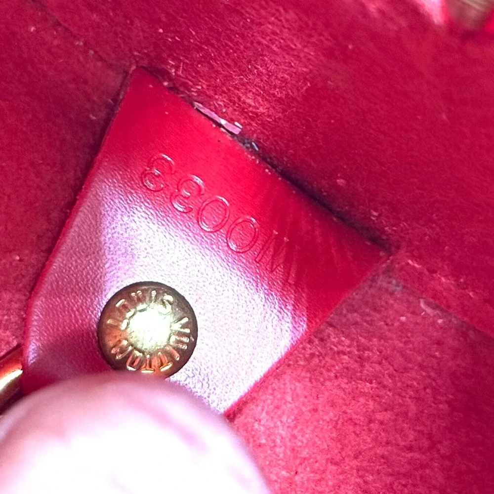 Authentic Louis Vuitton Soufflot bag M52227 red Epi leather with mini pouch